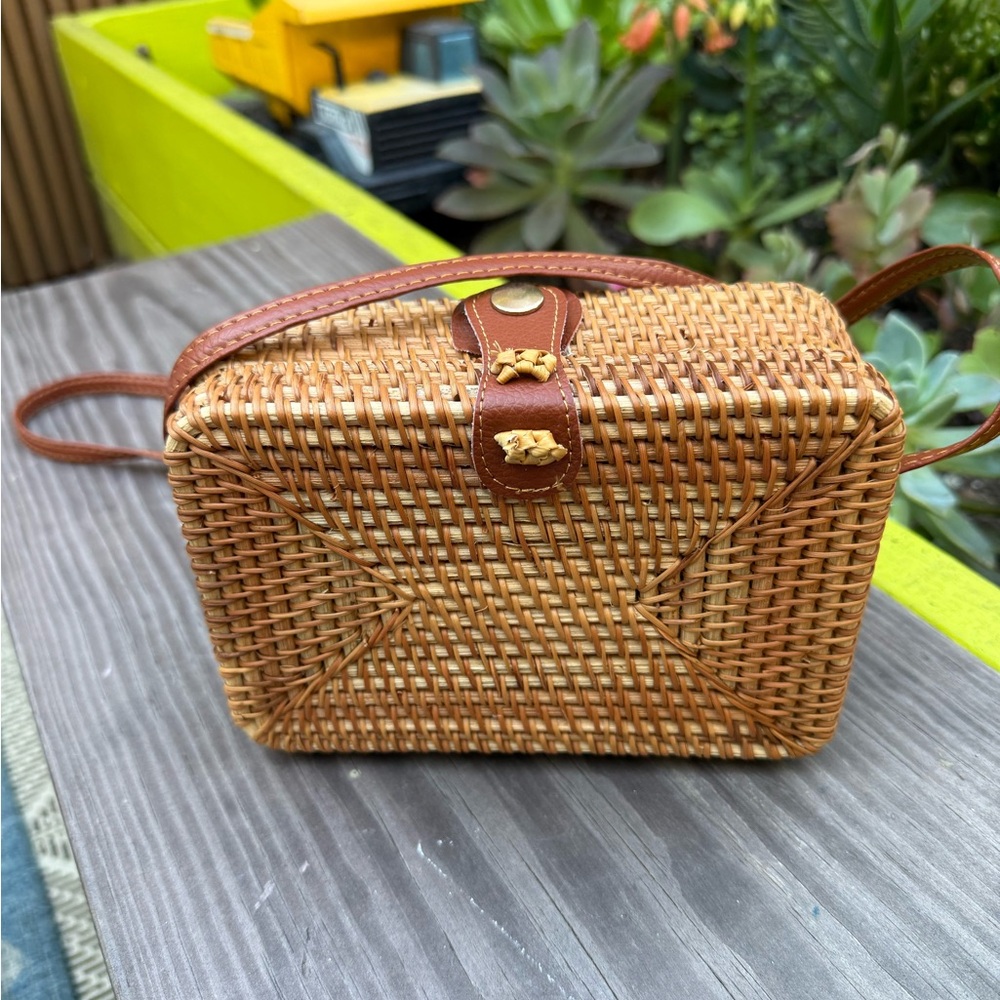 Brown Woven Crossbody Bag
